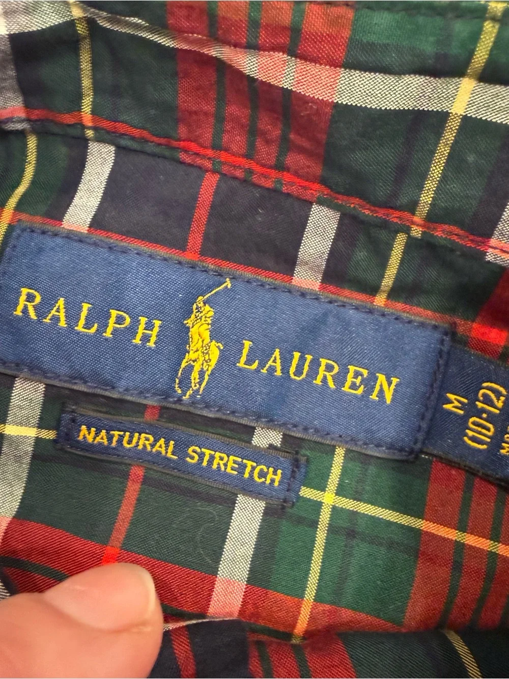 Ralph Lauren Boys 2 PCS Set Tartan Plaid Shirt 1/4 Zip Green Sweater Sz 10-12